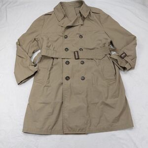 LONDON FOG MENS VINTAGE TAN BROWN NEUTRAL DOUBLE BREASTED TRENCH COAT SZ 42 REG
